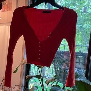 Orange long sleeve crop top